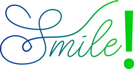 gradient text smile word - continuous one line with word. Minimalistic drawing of phrase illustration