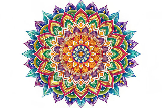 Colorful alpona image silhouette vector style, white background