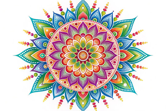 Colorful alpona image silhouette vector style, white background
