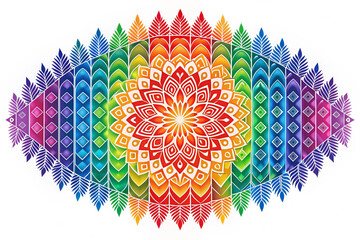 Colorful alpona image silhouette vector style, white background