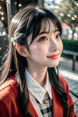 asian young women gazing at something or someone with a soft smile and sparkling eyes, expressing admiration