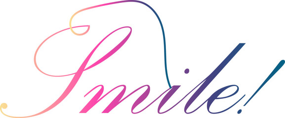 gradient text smile word - continuous one line with word. Minimalistic drawing of phrase illustration