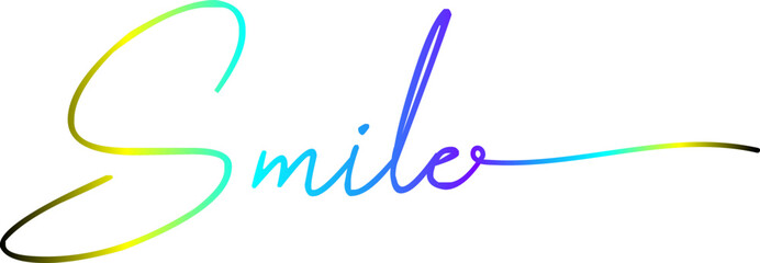 gradient text smile word - continuous one line with word. Minimalistic drawing of phrase illustration