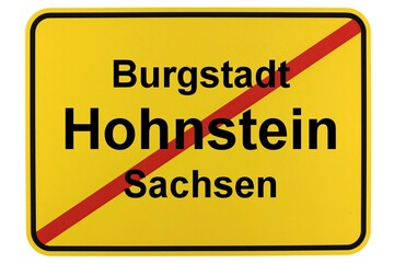 Illustration eines Ortsschildes der Burgstadt Hohnstein in der Sächsischen Schweiz