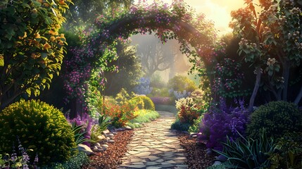 Fototapeta premium Decorative arch covered with climbing plants