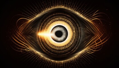 Digital Vision: Binary Vortex Forms Eye of Artificial Intelligence