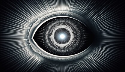Digital Vision: Binary Vortex Forms Eye of Artificial Intelligence