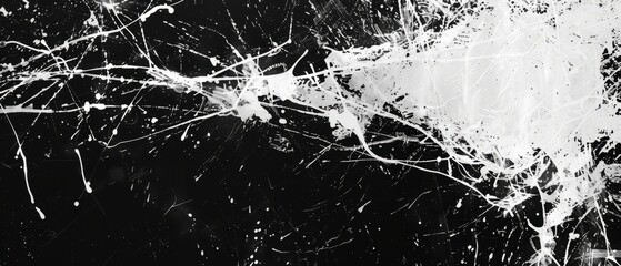 Obraz premium Panoramic close-up, high detail scan of decayed grunge abstract overlay texture, on black background, Generative AI