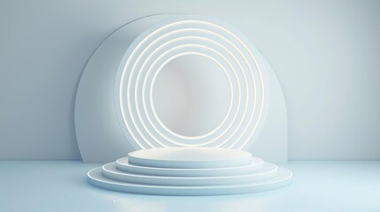 Obraz premium Abstract 3D podium with swirling light patterns, modern art, innovative display