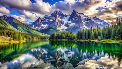 Fototapeta premium Majestic Mountain Landscape. lake in the mountains.