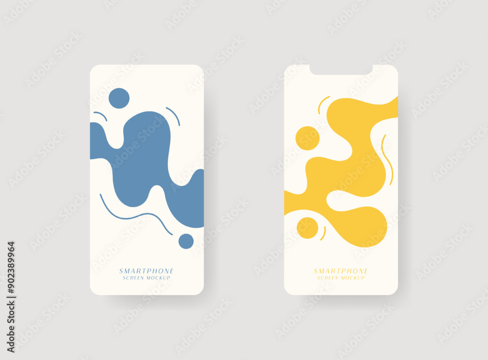 Poster set of smartphone screen mockup. design for app interface, ux ui, and web design presentation concep
