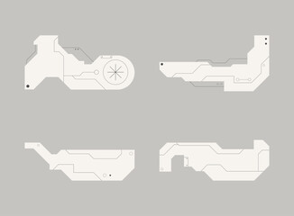 Futuristic element. Cyberpunk decals set. Hud interface design vector.