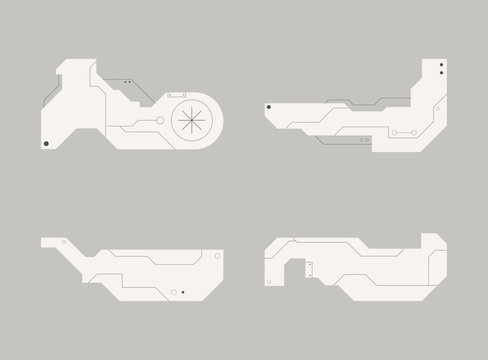 Futuristic element. Cyberpunk decals set. Hud interface design vector.