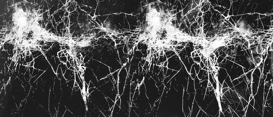 Panoramic close-up, high detail scan of dirty grunge abstract overlay texture, on black background, Generative AI