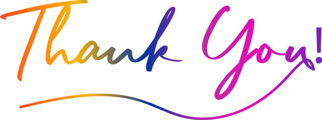 3d text gradient, Thank you poster with spectrum brush strokes on white background. Colorful gradient brush design. Vector paper illustration