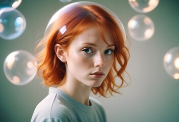 woman blowing soap bubbles