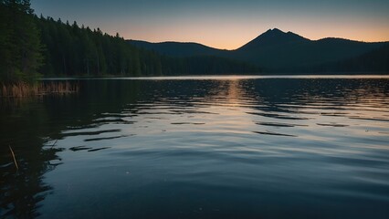 Fototapeta premium The tranquil beauty of the lake highlighted by the soft hues of a winter morning