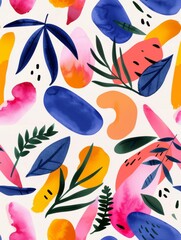 Naklejka premium Seamless pattern with abstract shapes in watercolor style.