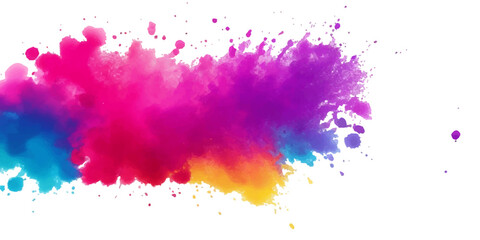 Multicolor powder explosion on White background. Colored cloud. Colorful dust explode. Paint Holi. colorful rainbow Holi paint color powder explosion with bright colors isolated white background.	