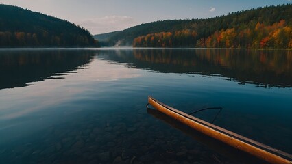 Obraz premium A captivating photograph of the lake with reflections of a peaceful spring evening