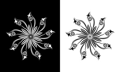 Ornamental Mandala Design Black and white Color 3