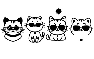Fototapeta premium Cute cat Outline silhouette. Vector illustration.
