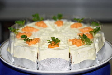 Beautiful, delicious homemade carrot cake.