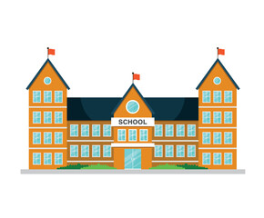 School building icon. Vector illustration of a colored school building.