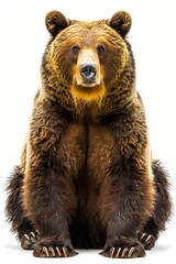 Fototapeta premium A large brown bear sitting on a white background