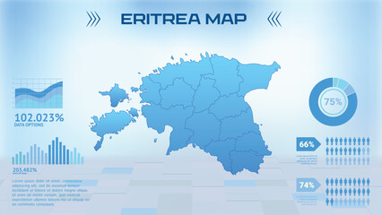 Blue Eritrea Map with States, Political Eritrea infographic map vector illustration