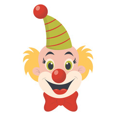 Cartoon Clown Mask Illustration on White Background. Vector Clipart in Cute Design.