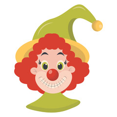 Cartoon Clown Mask Illustration on White Background. Vector Clipart in Cute Design.
