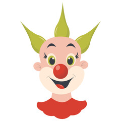 Cartoon Clown Mask Illustration on White Background. Vector Clipart in Cute Design.