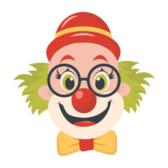 Cartoon Clown Mask Illustration on White Background. Vector Clipart in Cute Design.