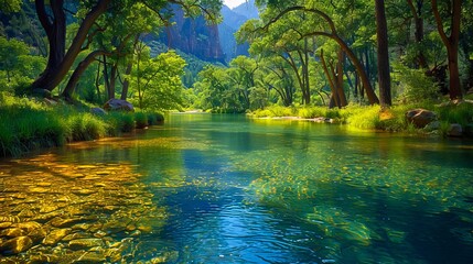 Obraz premium A river in the middle of a lush green forest