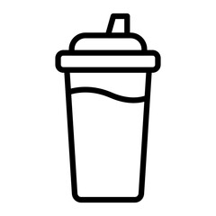 Protein Shake Vector Line Icon Design