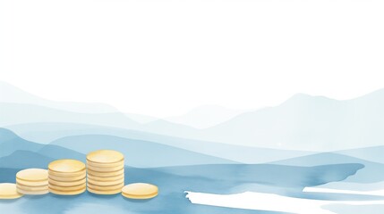 Blue chip stocks, established companies, reliable growth, Watercolor style