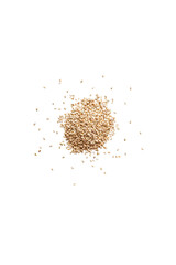 Closeup organic whole raw sesame seeds isolated on a transparent background without shadow from above, top view, png