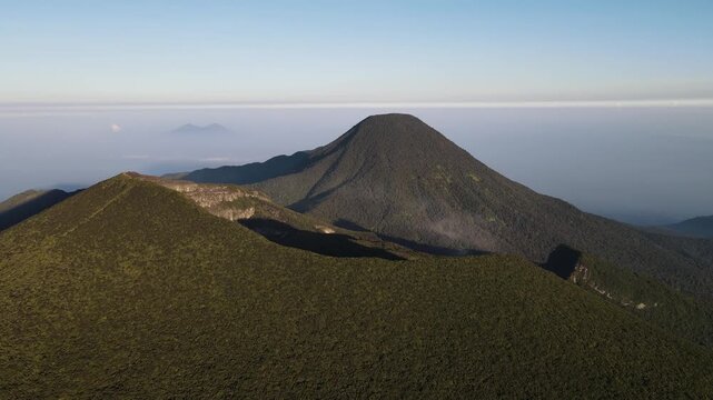 aerial view of the beauty of mount gede pangrango. bogor - indonesia.