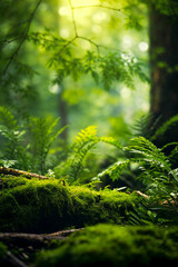 Moss and tree in the forest with copy space for your text
