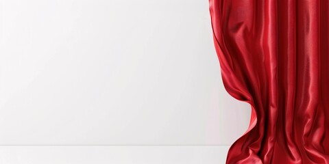 An opening of crimson drapes against a blank backdrop for your personalized message, depicted in 3D.