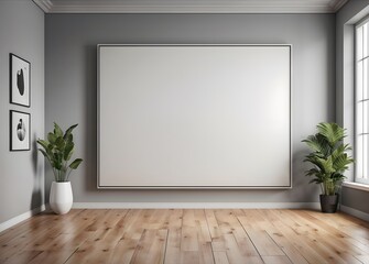 mock up poster frame in interior background. 3D Illustration
