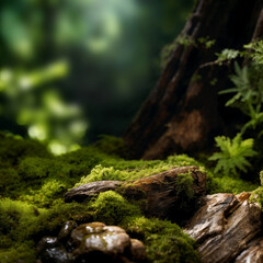 Moss and tree in the forest with copy space for your text
