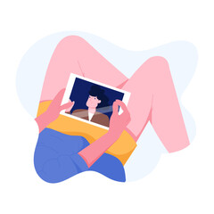 Character based illustration of video calling 