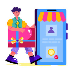 An illustration of m commerce designed in flat style 