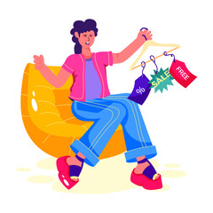 A customer discount illustration in flat style 