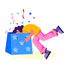 An illustration of festive shopping in flat style 