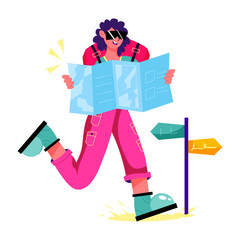 A flat style illustration of tourist map 