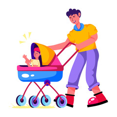 A flat illustration of baby walk 