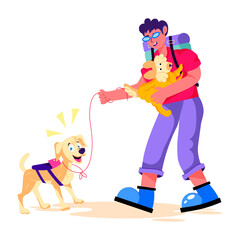 Dog vacation illustration in flat style 